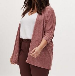 Brick Red Hacci Open Front Dolman Kimono Cardigan Sweater